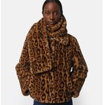 Apparis NWT Jasper Plush Leopard Print Black Brown Faux Fur Thread Through Scarf Photo 1