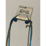 CGU *B3G1 NECKLACE EARRINGS SET gold tone‎ turquoise stand necklace dangle Blue Photo 3