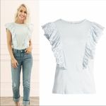 Rachel Parcell Eyelet Ruffle Detail Top Blue XL Photo 2