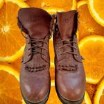 Justin Boots Justin Women's L0902 Brown Leather Roper Work Boots, Size 9B, Ankle Boots Photo 1