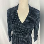 Ann Taylor Elegant collar Navy Polka Dot faux Wrap Dress Shirt 2P NWT Photo 4