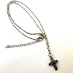 Silver tone and black dainty cross necklace Photo 6