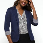 Skies Are Blue  Asa Knit Blazer Medium Navy Blue Open Front Office Career New Photo 0
