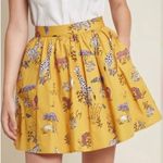 Modcloth Mini Skater Safari Animal Skirt Mustard Yellow White Black Pink Size M Photo 0