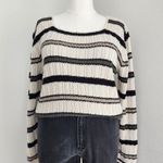 American Vintage Vintage Reba Rose 90s Ribbed Knit Cream Striped Sweater Long Sleeve Neutral M Photo 0