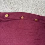 Michael Kors Womens Burgundy Crew Neck Long Sleeve Sweater Top XL Gold Button Photo 2