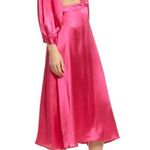 RAHI Cierra Cutout Balloon Sleeve Satin Midi Dress Fuchsia Womens Size Small Pink Photo 9