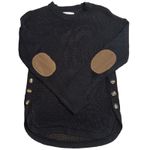 Harper Heritage Womens Knit Sweater Button Accent Elbow Patch Black Medium Photo 1