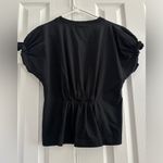 COS  black cotton spandex ruffle sleeve shirt size small Photo 2