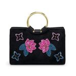 Henri Bendel Marquis Mini Haircalf Floral Appliqué Satchel Sequin Beaded Photo 12