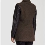 Eileen Fisher Peat Brown Wool Black Leather Sleeves Cardigan Sweater Jacket XL Photo 1