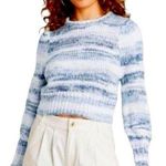 Wild Fable Knit Pull Over Cropped Sweater, Blue Stripe Medium NWT Photo 0