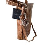 VENEZIA Made in Italy Crocodile Embellished Tote NWT Brown Photo 4