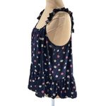 Madewell New  Silk Ruffle Strap Tank Top Navy Blue Floral Size 14 Photo 1
