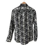 J. Crew Ruffled Neck The Perfect Shirt‎ Snowcat Print Size XS Black Photo 7