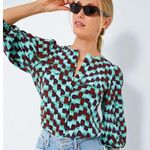 Hunter Bell Subway Tile Finley 3/4 Sleeve Silk Blouse Size Small Photo 0