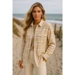 Aerie XS Soft Neutral Plaid Shacket Cozy Girl DISCONTINUED Lumberjane Tan Clean Photo 1
