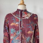 Patty’s Of Texas Vintage 1970s Floral Maroon Western Boho Button Down Shirt Photo 2