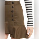 Veronica Beard  Claremont Flounce Military Style Olive Green Skirt Photo 9