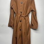 Haute Monde Women's Trench Coat Size Large Dark Brown Belted Faux Leather Photo 0