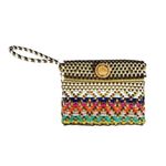Maria Victoria Sweet Carlota Wristlet Diamond Pattern Gold Colorful Artsy Boho Photo 8