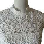 Nanette Lepore  Crochet Floral Lace‎ Top Women M White Cottagecore Coquette Mock Photo 8