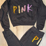PINK - Victoria's Secret Victoria’s Secret pink bling sparkle sparkly jogger sweatpants crew sweatshirt Photo 0