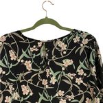 Kaileigh Kaleigh Black Floral Quarter Length Sleeve Blouse Sz M Photo 6