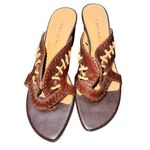 Tahari  Brown Braided Sandals with Thong Design Photo 0