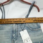 ZARA Denim Crop Top W/Straps XS 100% Cotton SKY BLUE NEW Photo 2