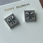 Tory Burch New Auth Square Miller Pace Stud Earring in Silver on TB Earring Card Photo 1