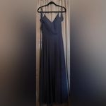 Dessy Collection Ruffled Strap Cutout Wrap Maxi Dress Blue Size 2 Photo 2