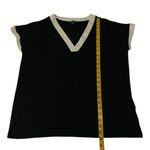 Ralph Lauren LAUREN Women's V-Neck Tunic Top Sz L Cream Trim Short Sleeve Blouse Photo 7