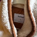 Old Navy  Sherpa Fleece Vest - Cream and Brown twill piping sz XS Photo 1