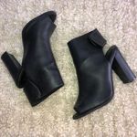 Black Leather Open Toe Booties Size 8.5 Photo 0