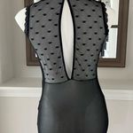 Flora Nikrooz Mesh Bodysuit Black Sheer Lace Floral Size L Photo 6