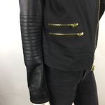 True Religion  Moto Asymmetrical Jacket Leather Sleeves Small Black Photo 8