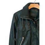 BLANKNYC Faux Leather Jacket Womens Size Small Dark Green Full Zip Snap Cropped Photo 1