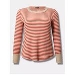 Torrid Womens Striped Long Sleeve Thermal Fitted Crew Neck Beige Red Size 2 Photo 2