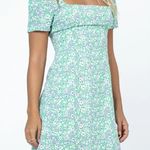 Princess Polly  Hastings Mini Dress Womens 4 Green Floral Puff Sleeve Coquette Photo 0