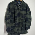 Democracy Jacket Women M Green Camo Snap Sherpa Coat Winter Cozy Casual Pocket Photo 2