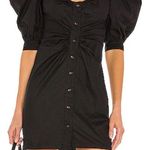 Lovers + Friends Blessed Dress Puff Sleeve Cotton Poplin Black Size Medium Photo 0