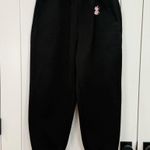 For Love & Lemons  Julie Sweatpants Rose Embroidered Black Medium Coquette Chic Photo 5