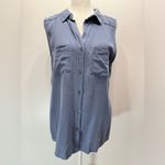Rock & Republic Slate Blue Sleeveless Western Shirt with Rivets Medium Photo 8