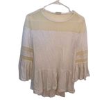 Abound  Ruffle Peplum Blouse Bell Sleeve White Mesh Photo 1