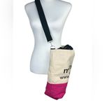 Mittoshop Large Canvas Pink & Khaki Crossbody Handbag Beach Carry On Tote Bag Photo 3