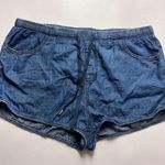 Wishful park Women's Drawstring Chambray Elastic Waist Band Shorts Sz L Photo 0