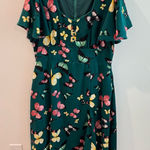 Unique Vintage  1940s Butterfly Print Green Midi Dress Size 14 Photo 0
