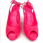 Christian Louboutin Lace Up NVP Pink Suede Peep Toe Wraparound Pumps Siz… Photo 7