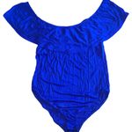Glitz Ruffled Off The Shoulder Blue Bodysuit Large Photo 2